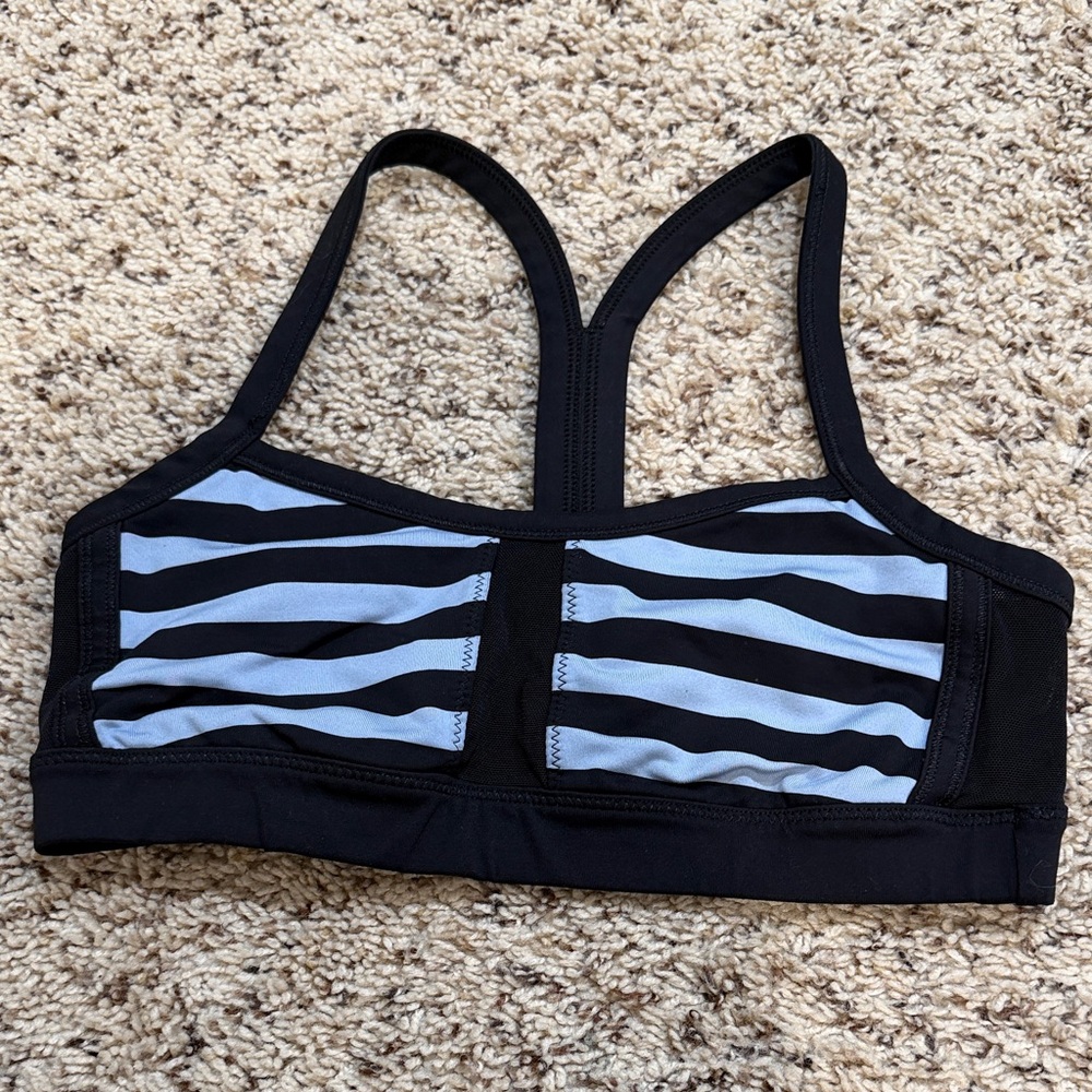 Striped Black and Blue Sports Bra